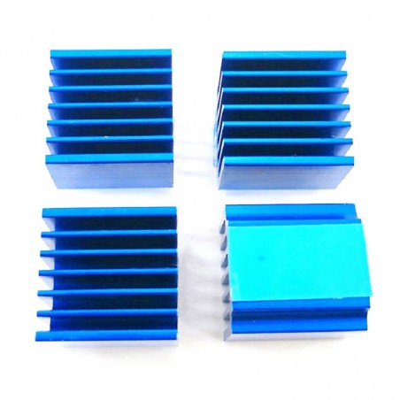 Lot de 4 maxi radiateurs alu 15x14x13mm bleu avec adhésif