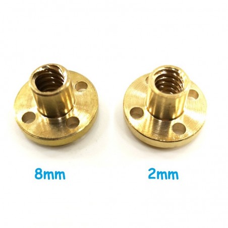 Écrou trapézoïdal THSL 8mm pas de 2 ou 8mm